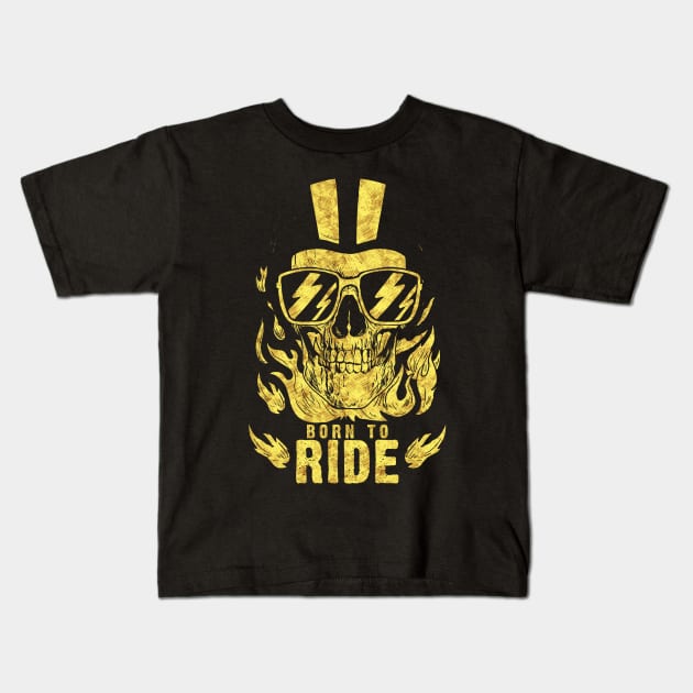 Born to Ride Skull Fire Helmet for all the open road lovers Kids T-Shirt by Naumovski